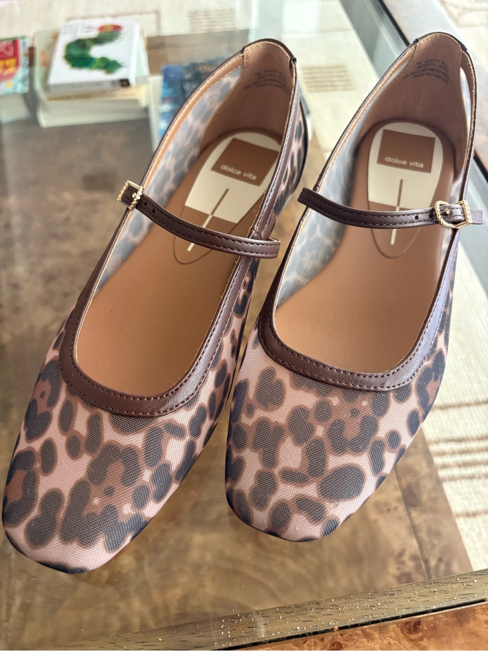 Dolce Vita Leopard Print Mary Jane Flats in Brown and Tan NWOT